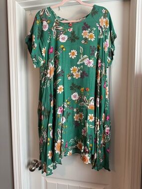 Umgee Green Floral Mini Dress